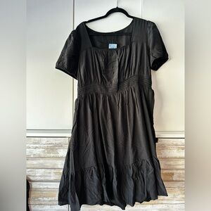 🖤 NWT Hesperus Black Tiered Dress 2X Lined Flowy Babydoll